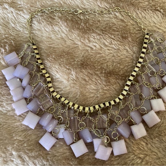 Choker style necklace with gold-tone chain and two-tone purple beads - Picture 2 of 4